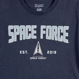 Champion Mens L United States Space Force Logo Navy Blue Shirt Military SpaceX